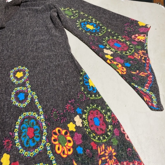 ARYEH Boho Hip Fanciful Long Flare Sleeved Colorful Sweater dress -M- #0029 - Picture 9 of 13